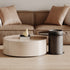 Modern Minimalist Round Slab Wood Metal Glass Coffee Table Set 2-Drawer For Living Room