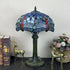 Traditional Tiffany Metal Hardware Glass Semicircular Dragonfly Flower Water Drop 1-Light Table Lamp For Bedroom