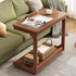 Traditional Vintage Square Wood Flip-top Side Table 2-Tier Storage Shelves For Living Room