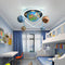 Contemporary Creative Kids Round Earth Planet Hardware Acrylic Glass LED 4-Light Flush Mount Ceiling Light For Bedroom