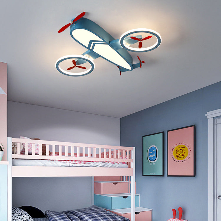 Contemporary Creative Acrylic Cartoon Airplane LED Kids Flush Mount Ceiling Light For Living Room