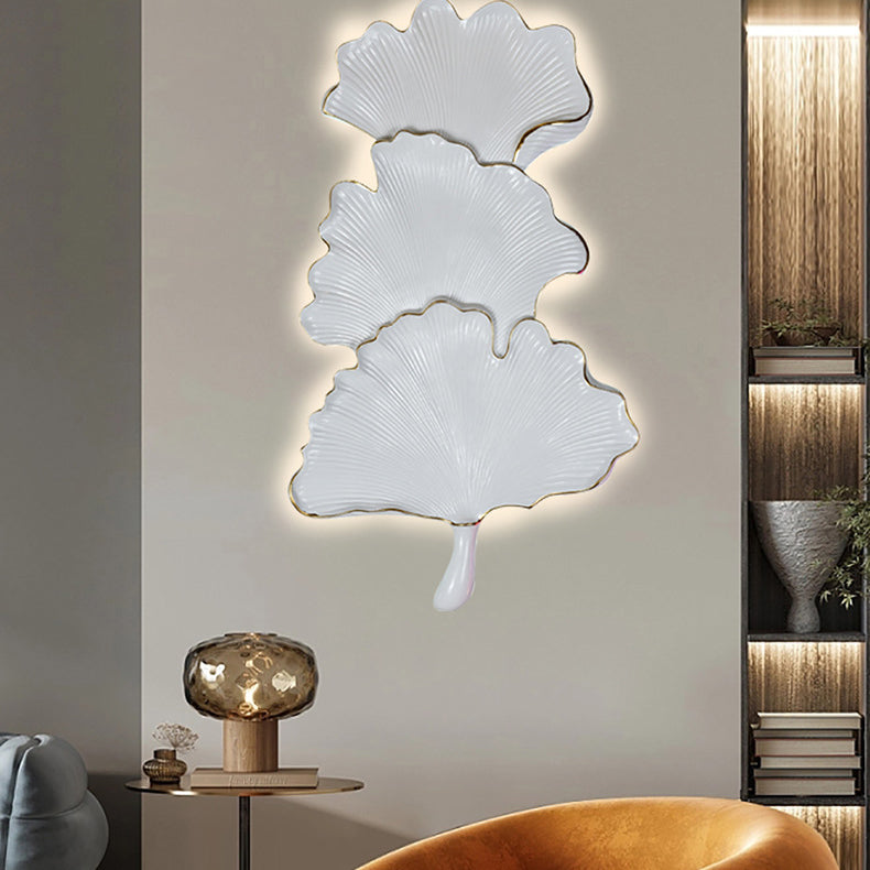 Contemporary Nordic Ginkgo Leaf Resin LED Wall Sconce Lamp For Living Room