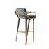 Contemporary Scandinavian Fabric Brass Walnut Sponge Square Bar Stool Backrest Armrest For Kitchen