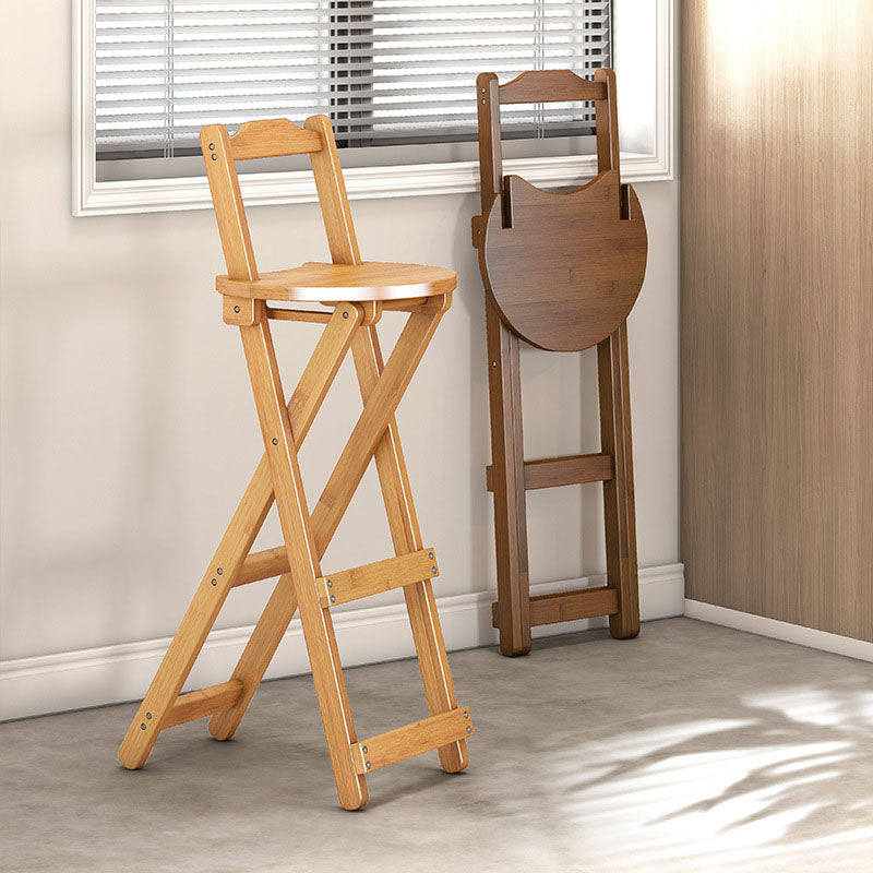 Contemporary Simplicity Bamboo X-Shaped Legs Foldable Bar Stool Low Back Footrest For Dining Room