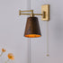 Modern Minimalist Retractable Round Trapezoidal Copper Wood 1-Light Wall Sconce Lamp For Bedroom