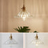 Traditional Vintage Round Cone Brass Glass 1-Light Pendant Light For Living Room