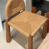 Traditional Vintage Square Wood Rattan Chair Backrest Armless For Living Room