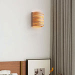 Traditional Japanese Wood Veneer Arch 1-Light Wall Sconce Lamp For Bedside