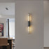 Contemporary Nordic Brass Glass Strip 2-Light Wall Sconce Lamp For Living Room