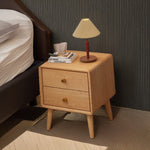 Modern Minimalist Rectangular Solid Wood Nightstand 2-Drawer For Bedroom