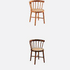 Traditional Chinese Bent Round Rattan Solid Wood Dining Chair Backrest Armless For Dining Room