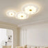 Traditional French Pastoral Floral Combination Acrylic Iron LED Flush Mount Ceiling Light For Living Room