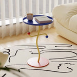 Contemporary Creative Color Blocking Iron Tray Top Distortion End Table For Living Room