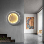 Traditional Vintage Waterproof Concrete Round Moon Warm Light LED Wall Sconce Lamp For Garden