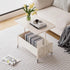 Modern Simplicity Tray Top Leather Storage Movable End Table 2-Tier For Living Room