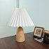 Contemporary Scandinavian Trapezoidal Pleated Fabric Wood 1-Light Table Lamp For Bedroom