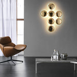 Contemporary Luxury Titanium Round Circle 10/14/24 Light Wall Sconce Lamp For Hallway