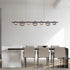 Modern Minimalist Stainless Steel Vertical Grain Glass Disc LED Island Light Chandelier For Entertainment Room