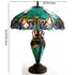 Traditional Tiffany Stained Glass Green Peacock 1-Light Table Lamp For Living Room