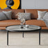 Contemporary Nordic Round Glass Top Iron 3-Leg Coffee Table For Living Room