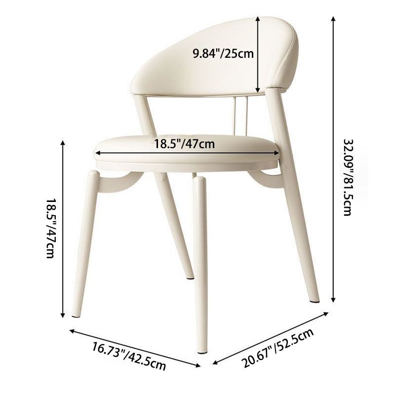 Contemporary Nordic Round Leather Upholstered Carbon Steel Dining Chair Open Back For Dining Room