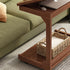 Traditional Vintage Square Wood Flip-top Side Table 2-Tier Storage Shelves For Living Room