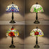 Traditional Tiffany Stained Glass Dome Shade Lotus Alloy Base 1-Light Table Lamp For Bedroom