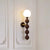 Traditional Vintage Cylinder Round Bead Wood Glass Metal 1-Light Wall Sconce Lamp For Living Room