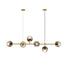 Modern Mid-Century Iron Long Strip Glass Ball 4/6-Light Chandelier Island Light For Dining Room