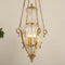 Contemporary Luxury Engraved Full Copper Glass Tapered Shade 4-Light Chandelier For Living Room