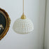 Traditional Vintage Brass Openwork Ceramic Bowl Shape 1-Light Pendant Light For Living Room