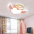 Contemporary Creative Kids Love Wings Iron Aluminum Acrylic Silicone LED Flush Mount Ceiling Light For Bedroom