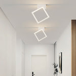 Modern Simplicity Iron Aluminum PVC Rectangle Square Teardrop LED Semi-Flush Mount Ceiling Light For Living Room