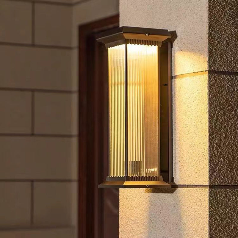 Modern Minimalist Waterproof Rectangle Aluminum Glass 1/2 Light Outdoor Wall Sconce Lamp For Garden