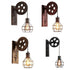 Traditional Vintage Iron Cage Pulley Liftable 1-Light Wall Sconce Lamp For Dining Room