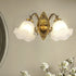 Traditional European Iron Glass Flower 2-Light Wall Sconce Lamp For Living Room