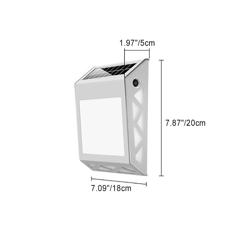 Contemporary Creative Waterproof Solar Square Stainless Steel PP LED Outdoor Wall Sconce Lamp For Garden