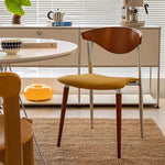 Contemporary Retro Beech Wood Iron Velvet Sponge Square Curved Dining Chair Backrest For Dining Room