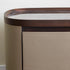 Modern Minimalist Elliptical Slate Saddle Leather Walnut Velvet Nightstand 2-Drawer For Bedside
