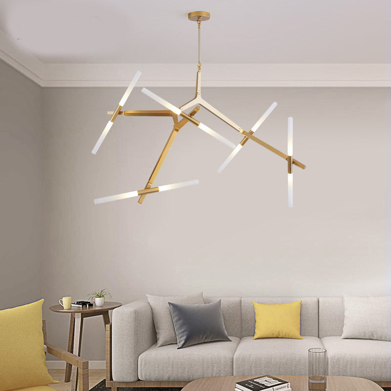 Modern Minimalist Dendritic Alloy Iron Acrylic 10/16 Light Chandelier For Living Room