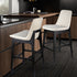 Contemporary Nordic Microfiber Leather Wood Bar Stool Arc Back Footrest For Dining Room