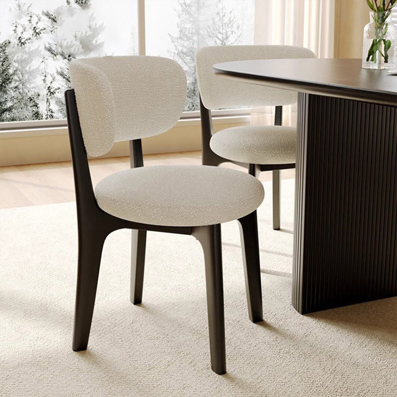 Contemporary Simplicity Round Soft Velvet Wooden Frame Dining Chair Backrest Armless For Dining Room