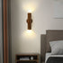 Traditional Japanese Rubber Wood Cylinder LED Wall Sconce Lamp For Bedroom