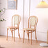 Traditional Vintage Round Rattan Woven Wooden Dining Chair Backrest For Dining Room