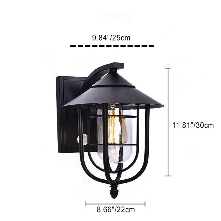 Contemporary Industrial Iron Waterproof Human Body Sensing 1-Light Outdoor Wall Sconce Lamp For Outdoor Patio