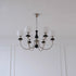 Traditional Vintage Branch Curved Pole Orb Iron Wood Glass 3/5/6 Light Chandelier For Living Room