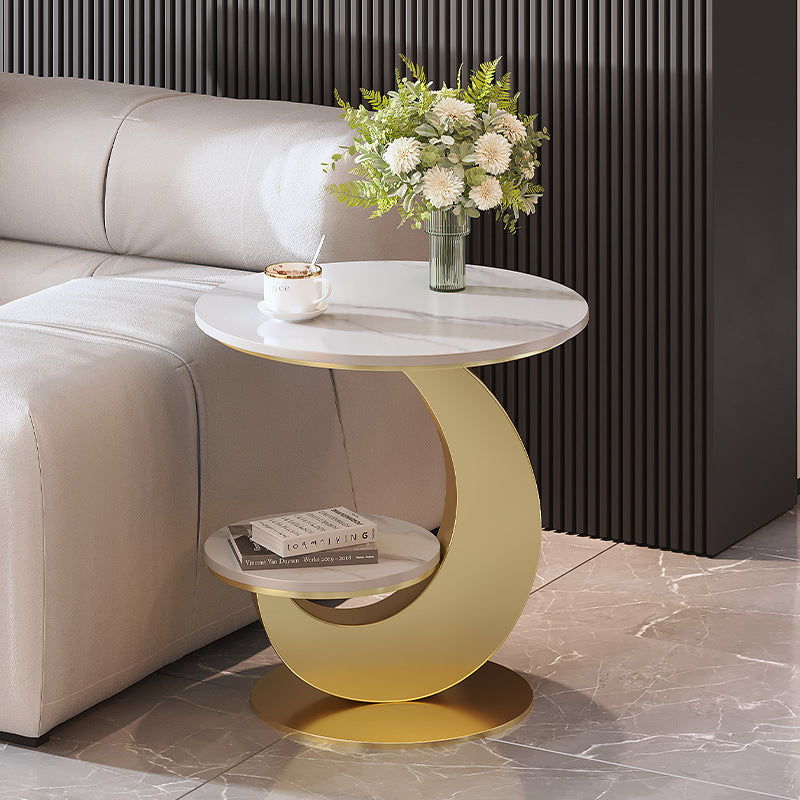 Contemporary Luxury Round Sintered Stone Top Coffee Table For Living Room