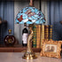 Traditional Tiffany Pastoral Butterfly Stained Glass Shade Peacock Hardware Base 1-Light Table Lamp For Home Office