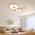 Traditional Chinese Lotus Leaf Wooden Iron Acrylic LED Flush Mount Ceiling Light For Living Room