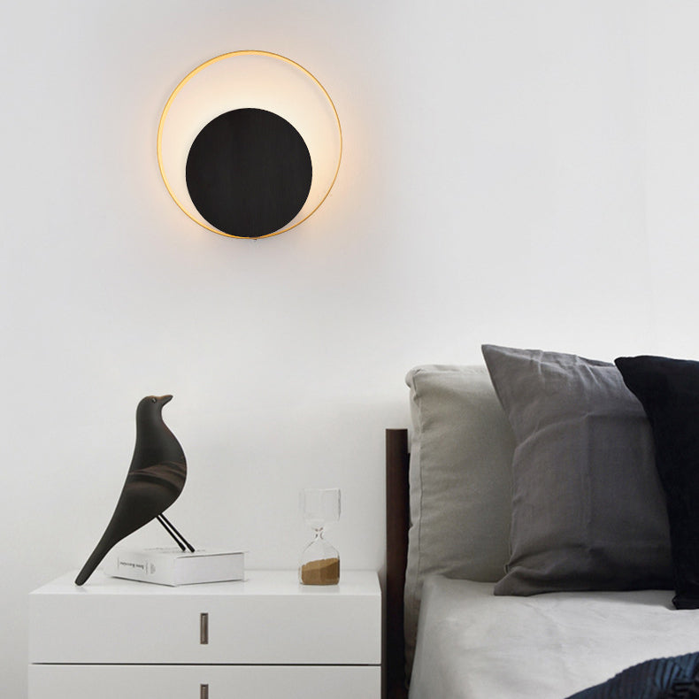 Modern Minimalist Iron Circle Ring 1-Light Wall Sconce Lamp For Bedroom